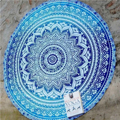 Round Yoga Blankets Polyester Lotus Flowers Mat